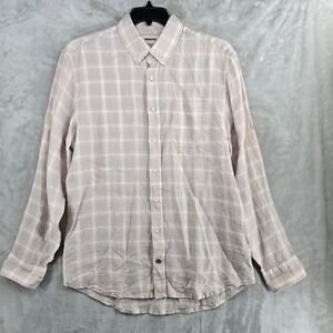 Taylor Stitch 42 Mens Beige Plaid Linen Button Down Long Sleeve‎ Shirt